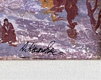 Russia Red Sunset by Ukrainian Artist Anatole Krasnyansky - Framed size 36 x 36