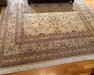 8’ x 10 1/2’  Persian rug purchased at Safavieh in Danbury.  Beautiful pattern and colors of burnt orange/red/black/golds