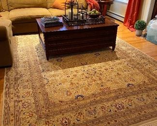 8’ x 10 1/2’  Persian rug purchased at Safavieh in Danbury.  Beautiful pattern and colors of burnt orange/red/black/golds