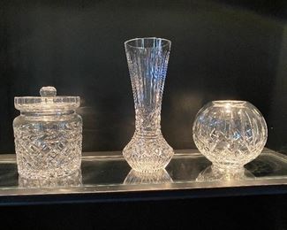 Waterford Bisquit Barrel, Vase and Rose Bowl