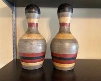 Rustic decorative bowling pins