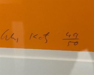 Alex Katz (b. 1927)  "Orange Studo" "1968) 49/50 Serigraph Signed and Numbered.  30" W x 26" H