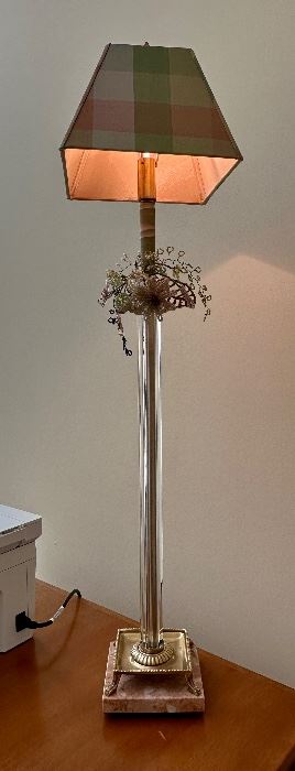 Frederick Cooper Candlestick Lamp with Lucite, Brass and Marble