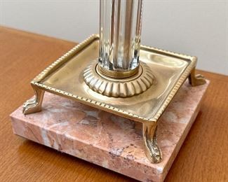 Frederick Cooper Candlestick Lamp with Lucite, Brass and Marble