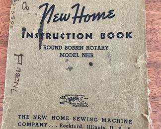 Vintage New Home Sewing Machine Table with original Instruction Book