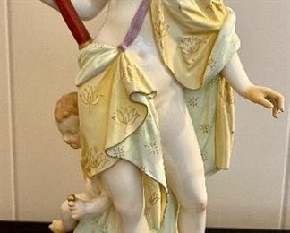 One of 2 Antique KPM 12"Porcelain  Figurine in pristine condition.