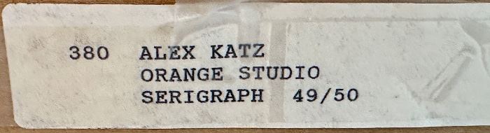 Alex Katz (b. 1927)  "Orange Studo" 49/50 Serigraph Signed and Numbered.  30" W x 26" H