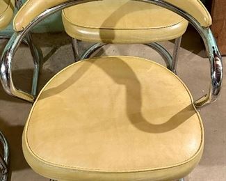 Set of 4 Retro Dinette Chairs with Vinyl Upholstery and Chrome Base