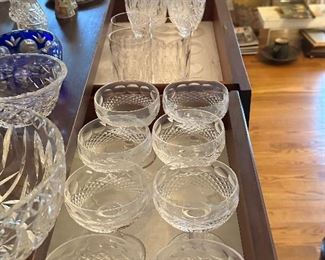 Many Waterford Coleen pattern stemware. 