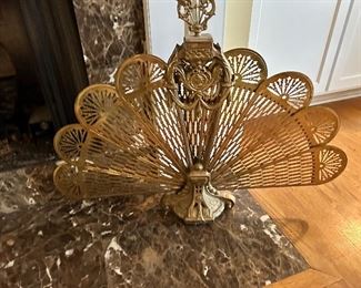 Outstanding solid brass fireplace screen fan. 