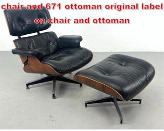 Lot 1 Herman Miller 670 Lounge chair and 671 ottoman original label on chair and ottoman