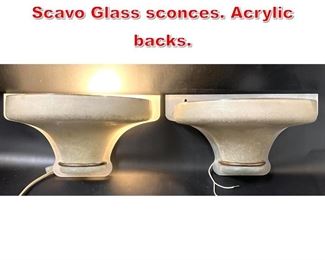 Lot 3 Pair Karl Springer Attributed Scavo Glass sconces. Acrylic backs. 