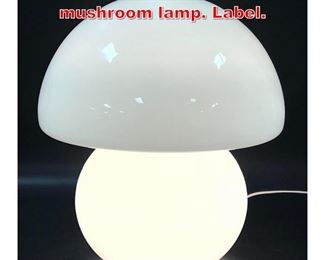 Lot 18 Vetri by Murano white glass mushroom lamp. Label. 
