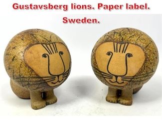 Lot 35 2 Lisa Larson for Gustavsberg lions. Paper label. Sweden. 
