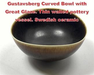 Lot 41 BERNDT FRIBERG Gustavsberg Curved Bowl with Great Glaze. Thin walled pottery vessel. Swedish ceramic