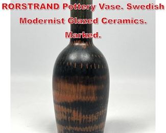 Lot 42 C. H. STALHANE for RORSTRAND Pottery Vase. Swedish Modernist Glazed Ceramics. Marked. 