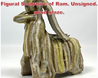 Lot 47 Gambone Style Glazed Figural Sculpture of Ram. Unsigned. good glaze.