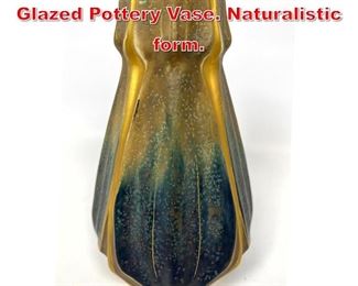 Lot 56 Art Nouveau Amphora Glazed Pottery Vase. Naturalistic form. 