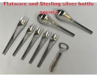 Lot 70 Georg Jensen blue shark Flatware and Sterling silver bottle opener