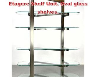 Lot 83 Large Contemporary S Form Etagere Shelf Unit. Oval glass shelves. 