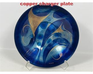 Lot 88 SASCHA B Blue enamel on copper charger plate