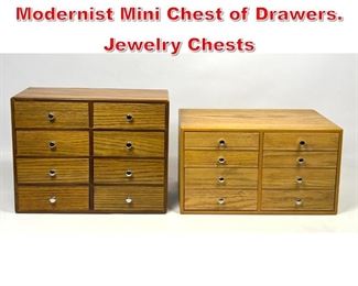 Lot 106 Pair of Combed Oak Veneer Modernist Mini Chest of Drawers. Jewelry Chests