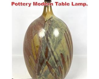 Lot 113 Glazed Red Clay Ovoid Pottery Modern Table Lamp. 