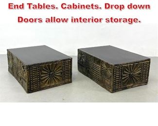 Lot 118 ADRIAN PEARSALL Goop End Tables. Cabinets. Drop down Doors allow interior storage. 