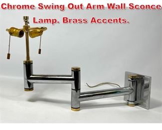 Lot 129 Karl Springer Attributed Chrome Swing Out Arm Wall Sconce Lamp. Brass Accents.