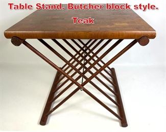 Lot 139 ATAPCO Collapsable Tray Table Stand. Butcher block style. Teak 