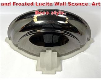 Lot 142 Karl Springer Style Metal and Frosted Lucite Wall Sconce. Art Deco style. 