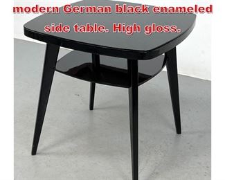 Lot 143 Vintage mid century modern German black enameled side table. High gloss. 