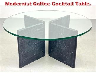 Lot 146 Gray Marble Base Modernist Coffee Cocktail Table.