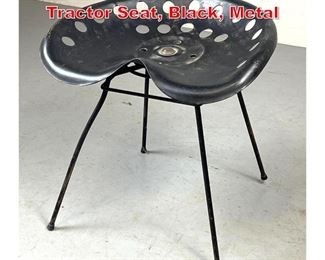 Lot 153 Small Modern Stool with Tractor Seat, Black, Metal