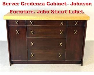 Lot 174 Paul Frankl Cork Top Server Credenza Cabinet Johnson Furniture. John Stuart Label.