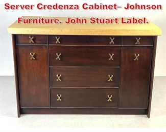 Lot 176 Paul Frankl Cork Top Server Credenza Cabinet Johnson Furniture. John Stuart Label.