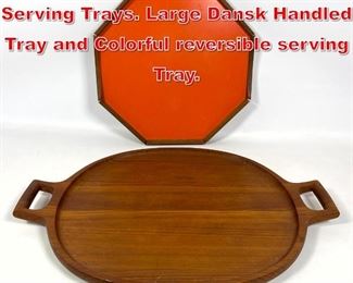 Lot 186 2pcs Danish Modern Serving Trays. Large Dansk Handled Tray and Colorful reversible serving Tray. 