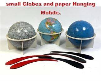 Lot 203 Mid Century Modern Lot small Globes and paper Hanging Mobile. 