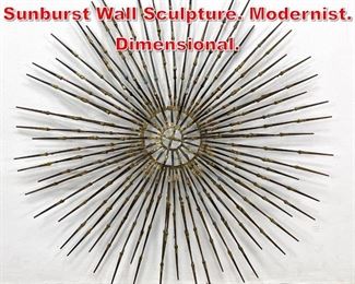 Lot 211 Brutalist Welded Nail Head Sunburst Wall Sculpture. Modernist. Dimensional. 