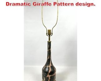 Lot 215 Vintage Pottery lamp with Dramatic Giraffe Pattern design. 
