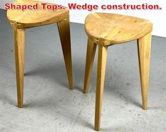Lot 239 Pair American Craft Stools. Shaped Tops. Wedge construction. 