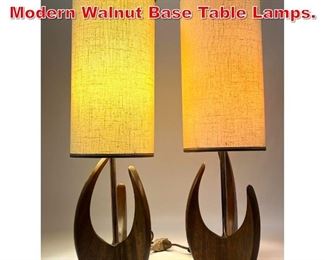 Lot 247 Pair Small American Modern Walnut Base Table Lamps. 