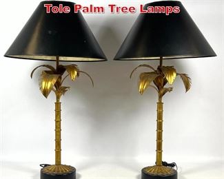 Lot 256 Pair of Gold Gilded Steel Tole Palm Tree Lamps