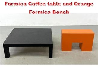 Lot 262 Modernist Low Faux Slate Formica Coffee table and Orange Formica Bench