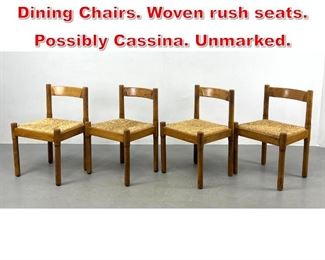 Lot 268 Set 4 Vico Magistretti Style Dining Chairs. Woven rush seats. Possibly Cassina. Unmarked. 