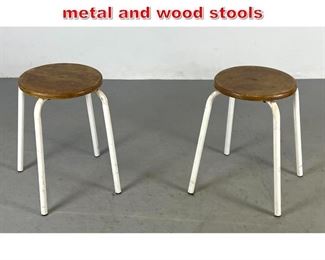 Lot 275 Pair Jean Prouve style metal and wood stools