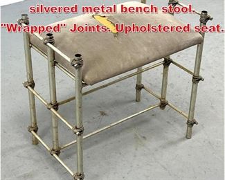 Lot 281 TOWNHOUSE ORIGINALS silvered metal bench stool. Wrapped Joints. Upholstered seat.