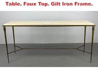 Lot 287 Modernist Hall Console Table. Faux Top. Gilt Iron Frame. 