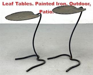 Lot 297 Pr SALTERINI Nesting Iron Leaf Tables. Painted Iron. Outdoor, Patio. 