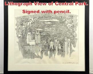 Lot 300 JERRY SIANO 1650 Lithograph View of Central Park. Signed with pencil. 